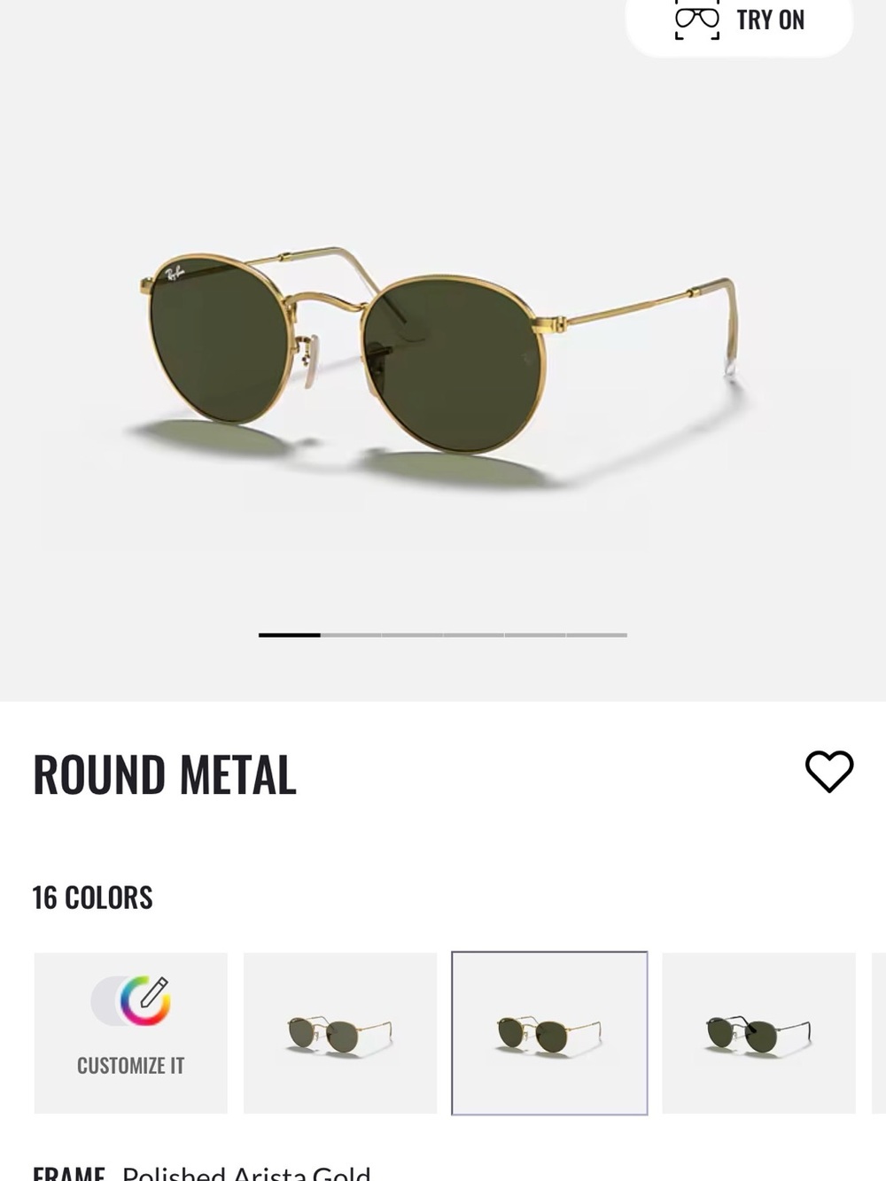 Ray-Ban Gold Frame Sunglasses with Green Lenses